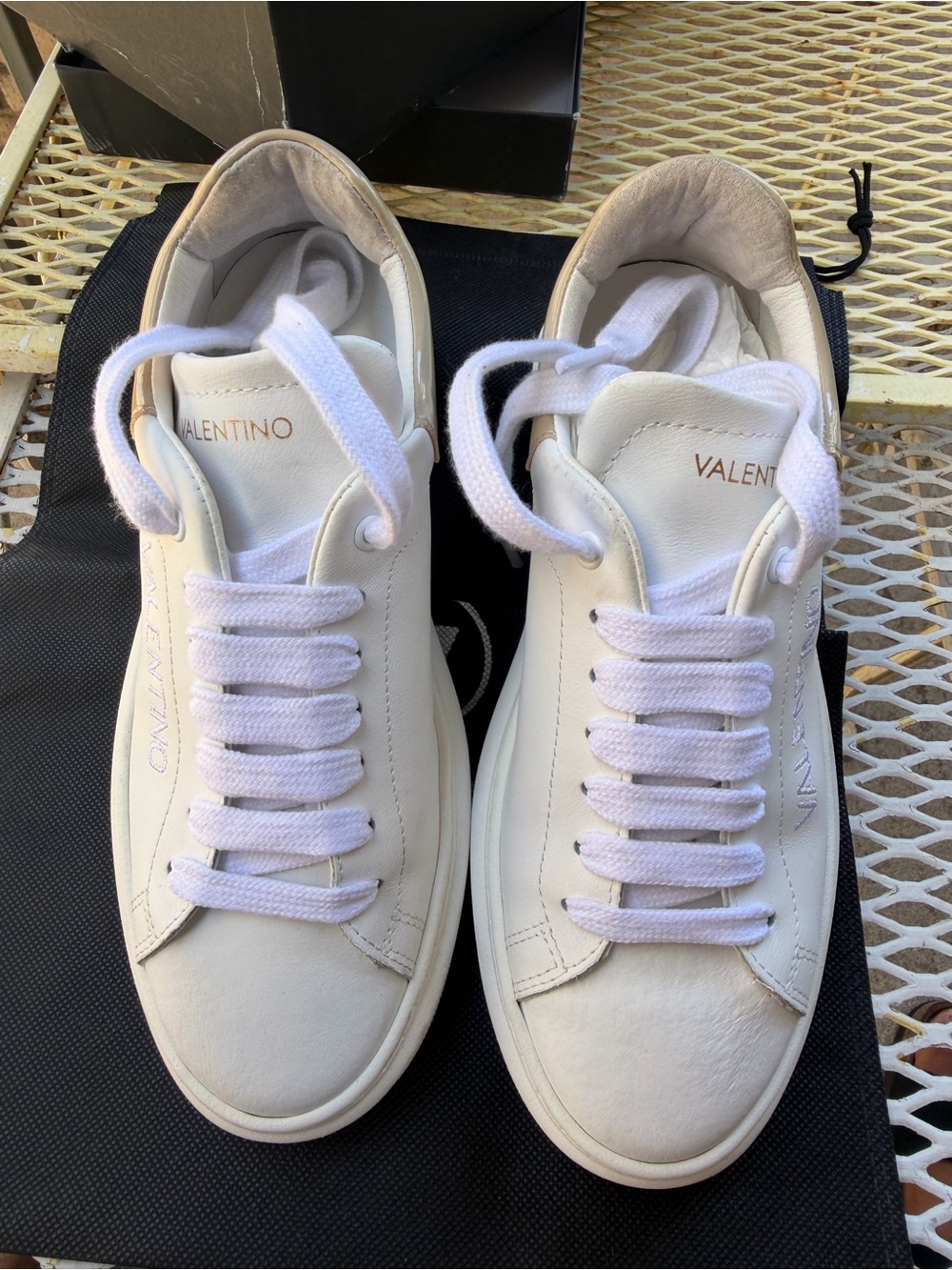 Valentino Women’s Cream-White Leather Low-Top Sneakers
